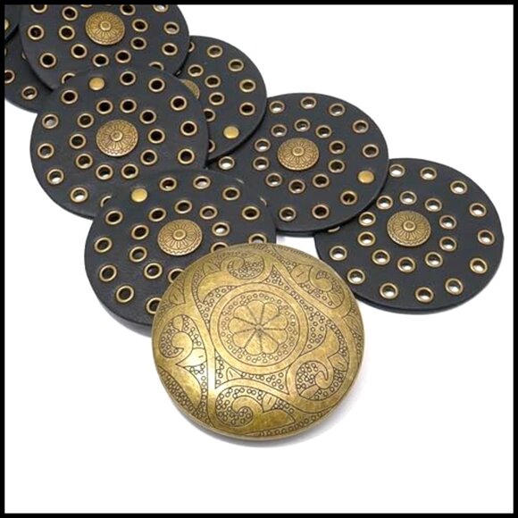 Vintage Western Wide Disc Belt Adjustable Boho Chic Leather Waist Accessory main image 5